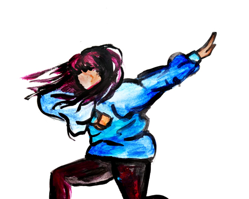 Painting of young female hiphop dancer 