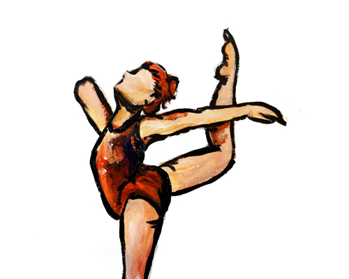 Painting of young female ballerina with limb difference