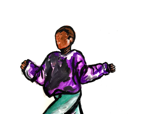 Painting of young global majority male voguer 