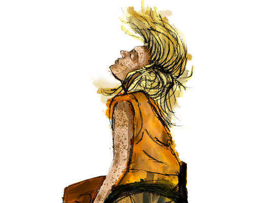 Illustration of Blonde white freckled Wheel Chair